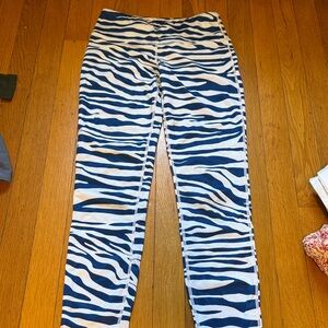 Women's Zebra Print Leggings - Blue and White
